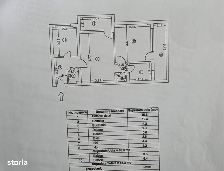 Apartament cu 2 camere semidecomandat în Independenței
