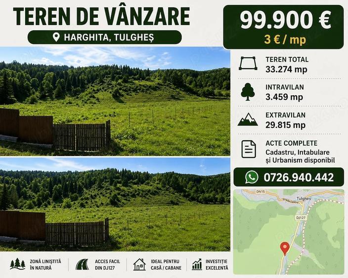 Teren de 33300 mp, în Tulgheș