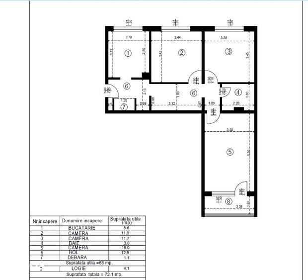 Apartament cu 3 camere decomandat în Alexandru cel Bun