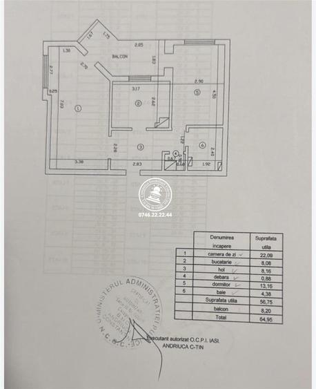 Apartament cu 2 camere decomandat, mobilat în Frumoasa