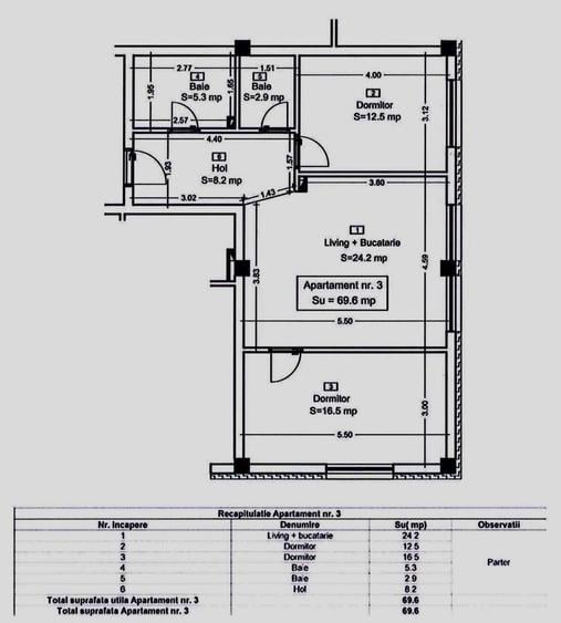 Apartament cu 3 camere semidecomandat în Florești
