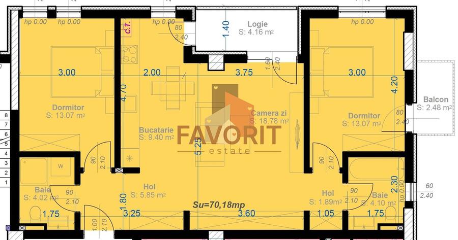 Apartament cu 3 camere decomandat în Aradului