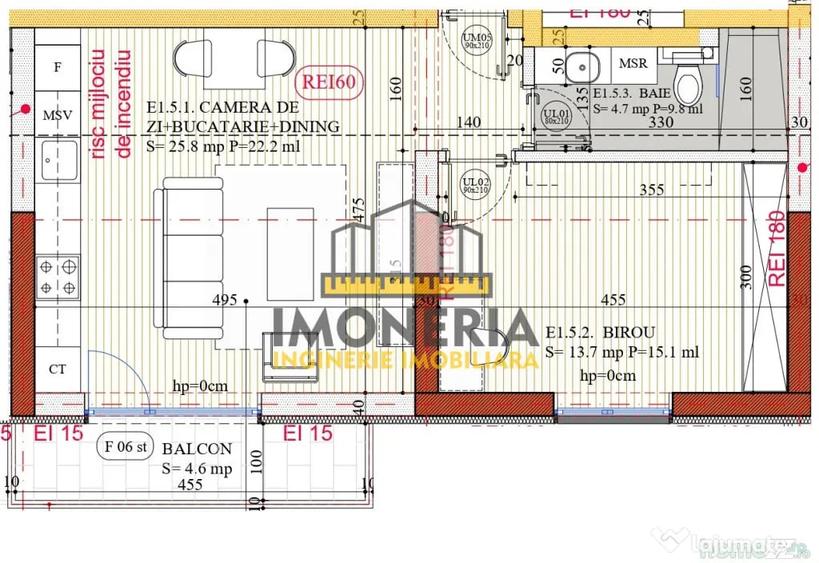 Apartament cu 2 camere decomandat în 1 Decembrie 1918