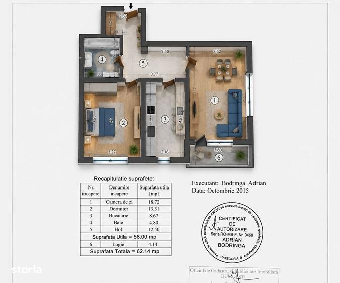 2 camere + Parcare Parcul Linei Lujerului 62mp Centrala Plaza Mal 2015 - 14