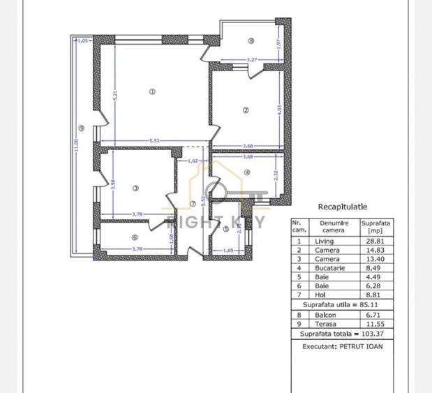 Apartament cu 3 camere decomandat în Băneasa