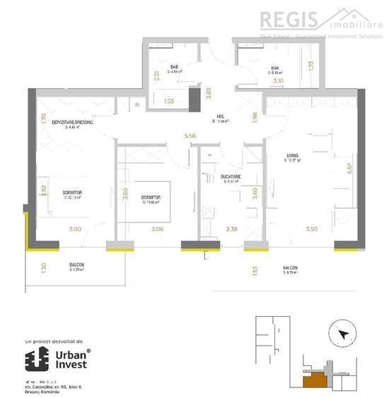 Apartament cu 3 camere în Astra