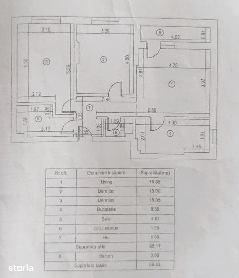 Apartament cu 3 camere decomandat în Chiajna