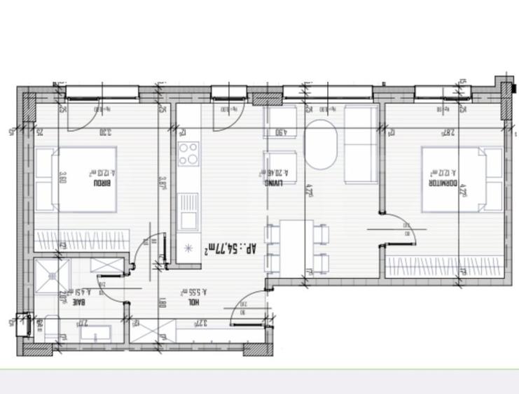 Apartament cu 3 camere semidecomandat în Baciu