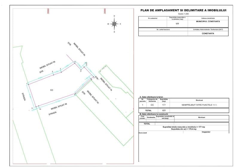 Teren Construcții intravilan de 180 mp, în Tomis I