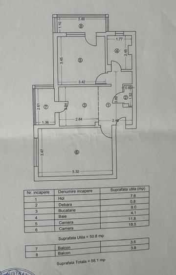 Apartament cu 2 camere decomandat în Poarta 6