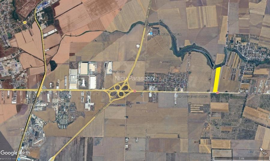 Teren industrial 60.000 mp / d 81 m – Popesti Leordeni, DN4, în apropiere de A0
