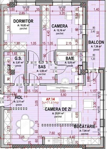 Apartament cu 3 camere semidecomandat în Nord