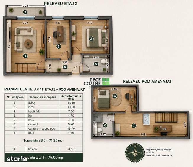 Apartament cu 3 camere în Ciurea