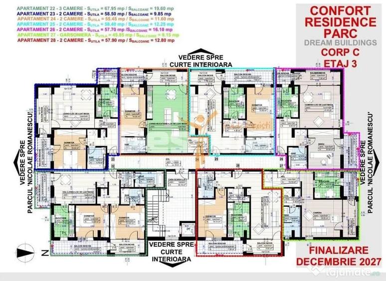 Apartament cu 2 camere decomandat în Central