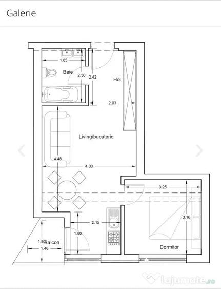 Apartament cu 2 camere decomandat în Nord