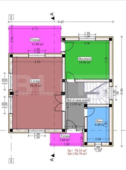 Casă individuală cu 4 camere cu Teren 500 Mp în Bucium