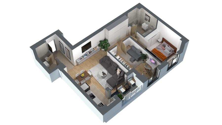 2 Camere + birou- Finalizat - La cheie - Zona centrala -  Asamblu cu World Class - 1