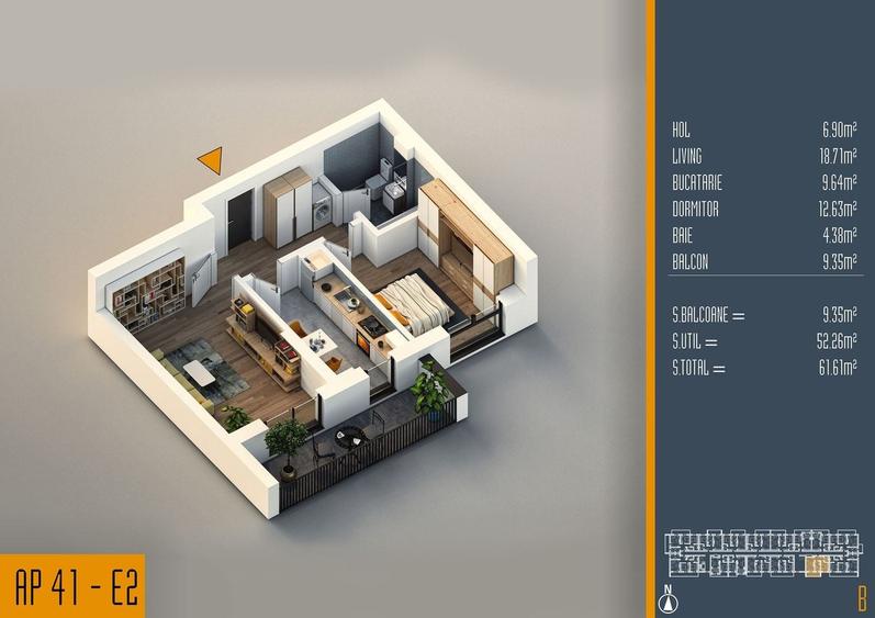 Apartament cu 2 camere decomandat în Theodor Pallady