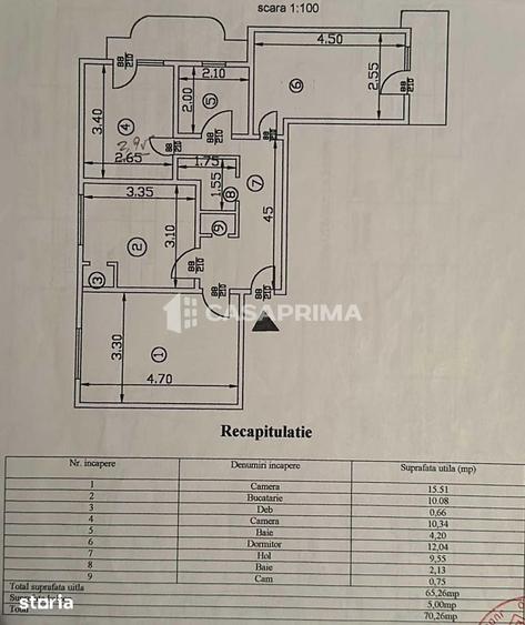 Apartament cu 3 camere decomandat în Moara de foc