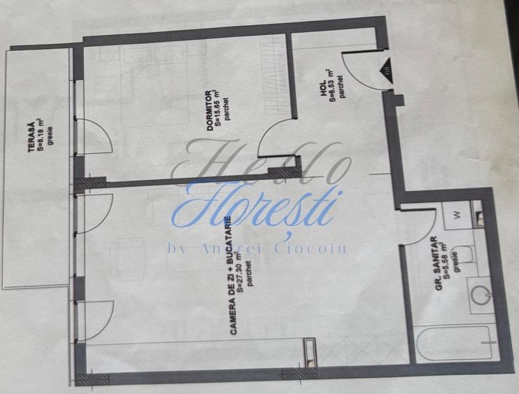 Apartament cu 2 camere decomandat în Florești