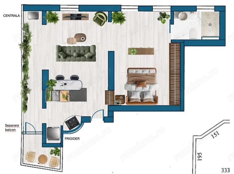 Apartament cu 3 camere decomandat în Primăverii