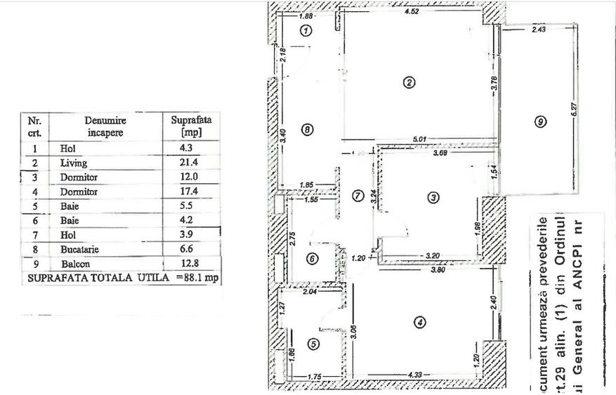 Apartament cu 3 camere în Tei