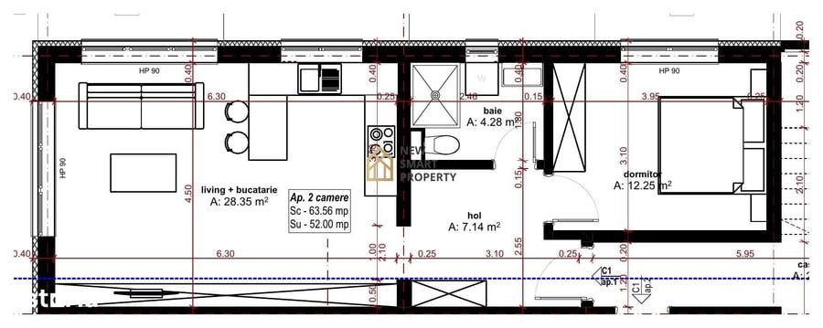 Apartament cu 2 camere în Oncea
