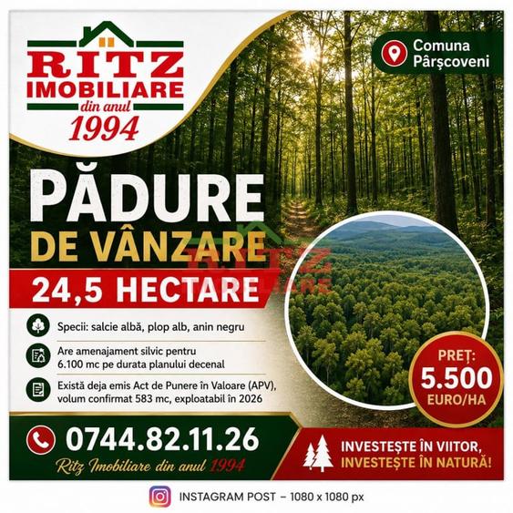 Teren de 245000 mp, în Central