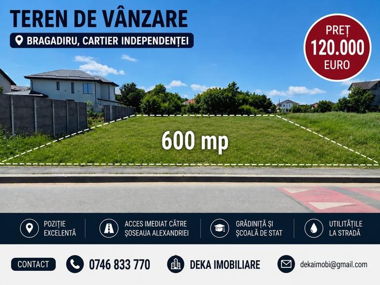 Teren Construcții intravilan de 600 mp, în Bragadiru