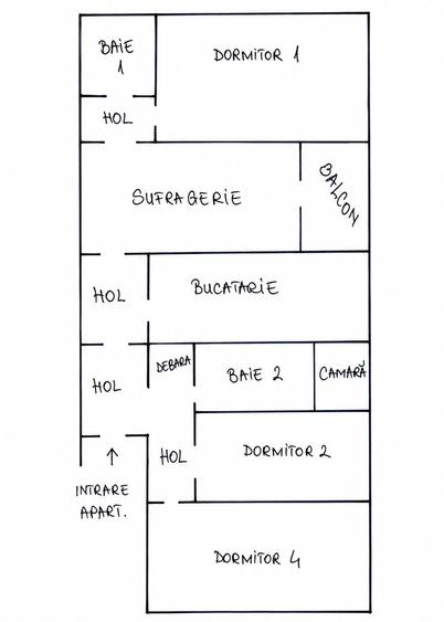 Apartament cu 4 camere în Hărmanului