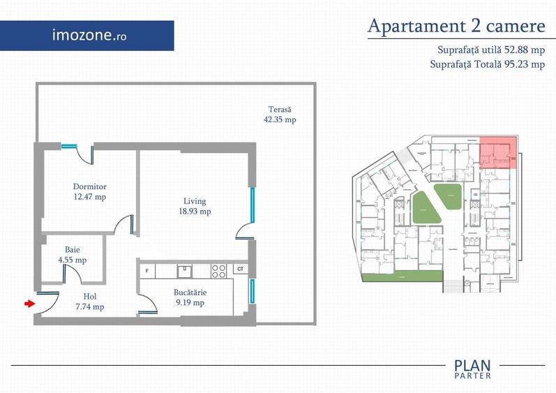 Apartament cu 2 camere decomandat în Militari