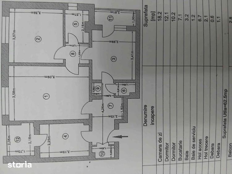 Apartament cu 3 camere semidecomandat în Central