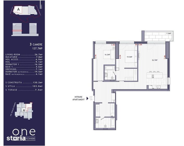 Apartament cu 3 camere în Aviației