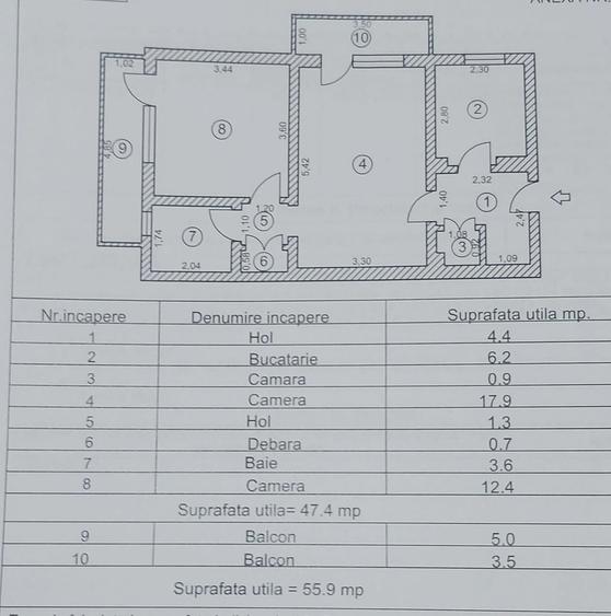 Apartament cu 3 camere semidecomandat în Nicolae Bălcescu