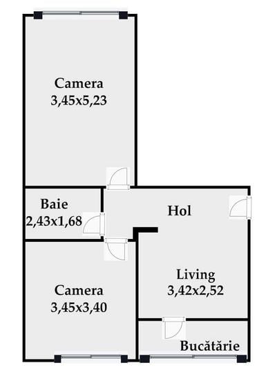 Apartament cu 3 camere decomandat în Central