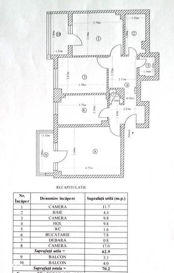 Apartament cu 3 camere decomandat, mobilat în Galata