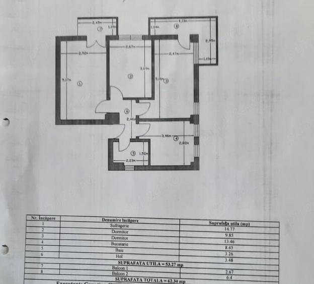 Apartament cu 3 camere decomandat în Găvana