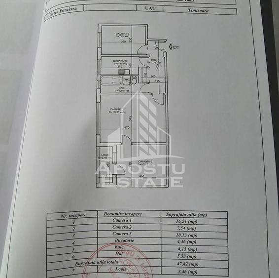 Apartament cu 3 camere semidecomandat în Șagului
