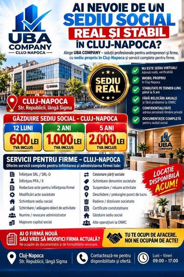 - UBA COMPANY Gazduire Sediu Social Real, Stabil Si Profesionist