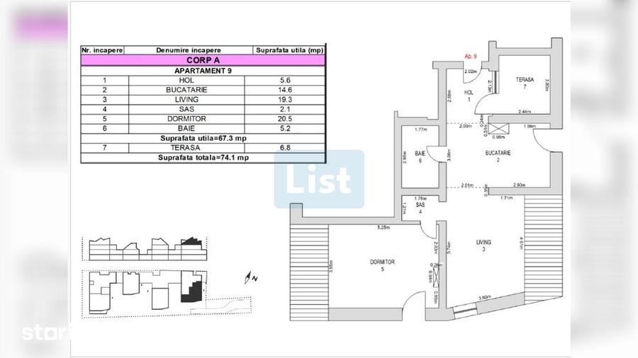 Predare finisat, apartament 2 camere, 64mp, terasa 6.8mp - 1