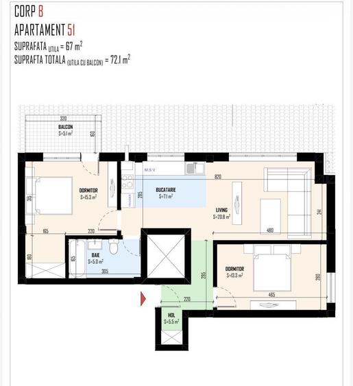 Apartament cu 3 camere decomandat în Bragadiru