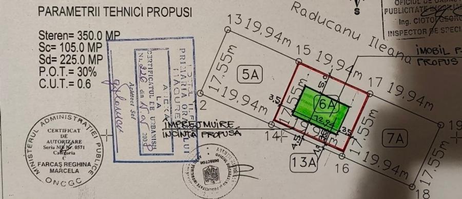 Teren Construcții intravilan de 350 mp, în Central