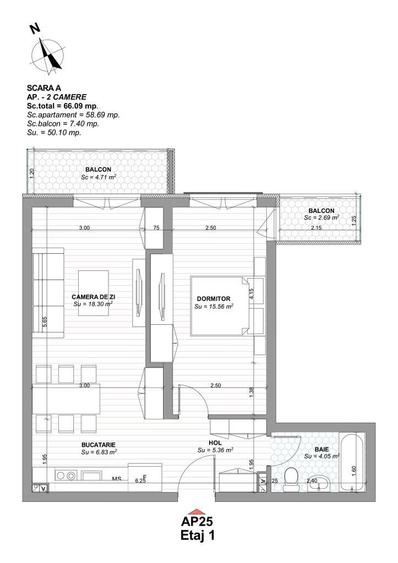 Apartament cu 2 camere în Ultracentral