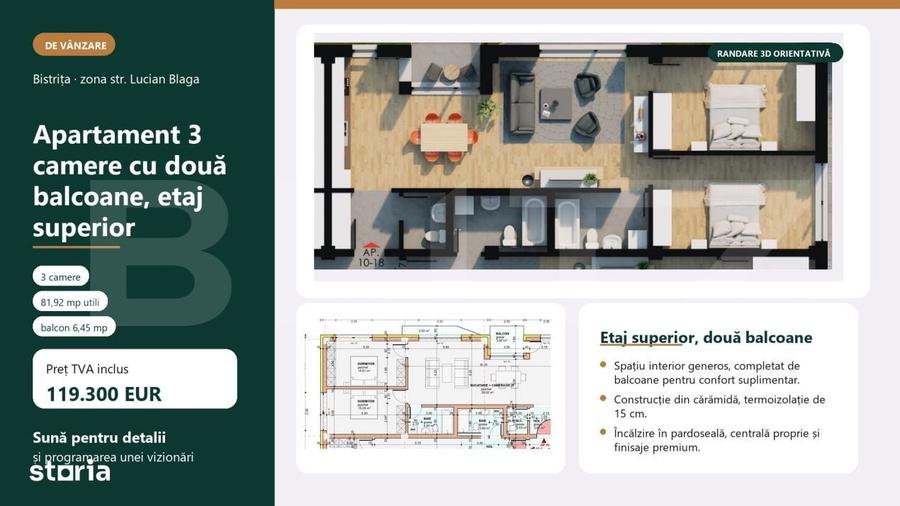 Apartament 3 camere, 82mp, bloc nou, zona Giulia - 2