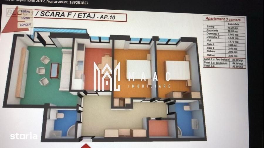 Apartament cu 3 camere decomandat, mobilat în Turnișor