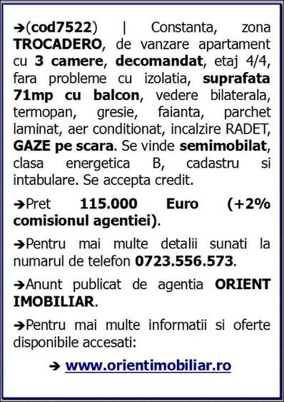 Trocadero, 3 camere, decomandat, vanzari Constanta - 8