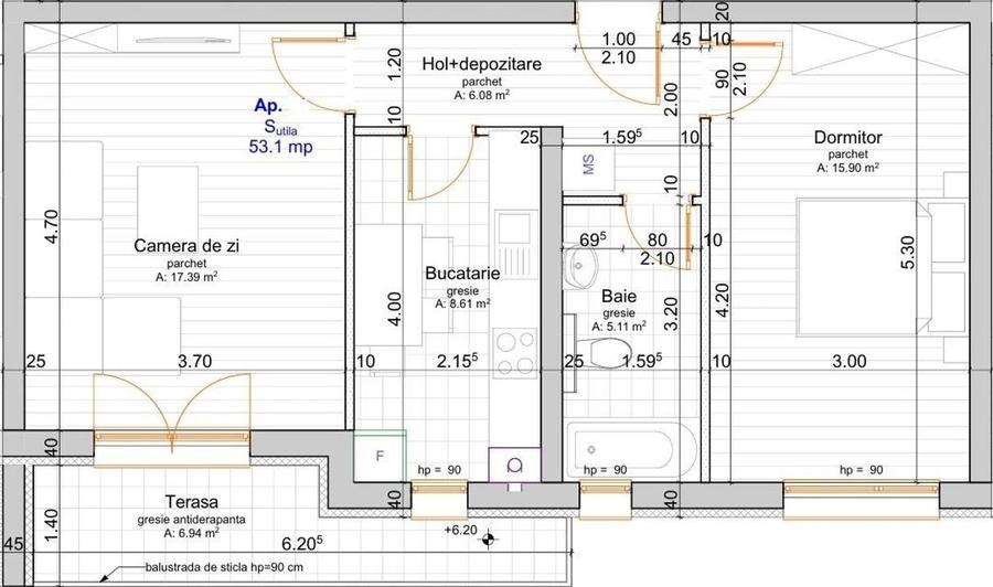 Etaj intermediar. Decomandat. Bucatarie inchisa. - 5