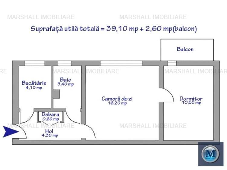 Apartament 2 camere de vanzare, zona Nord, 39 mp #16445 - 1
