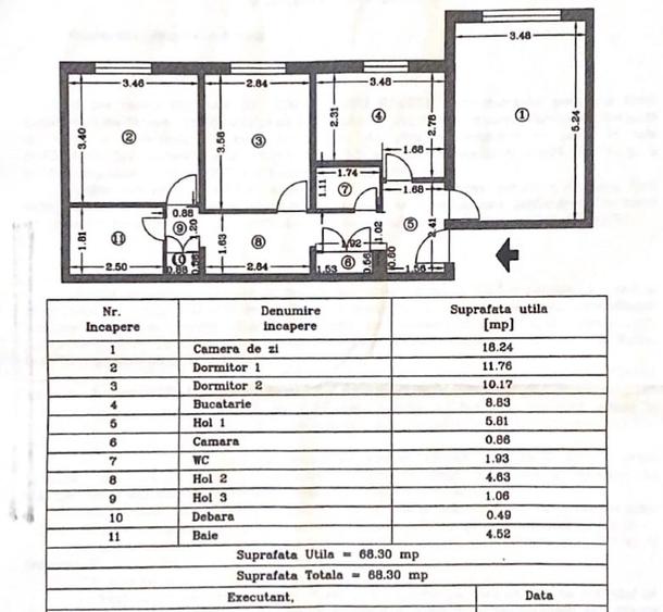 Apartament 3  camere 68m decomandat - 1