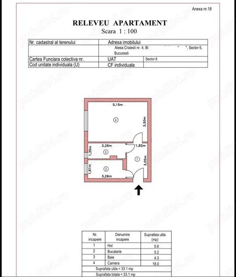 Proprietar - garsoniera Drumul Taberei - decomandata, 33.1 mp,metrou Valea Ialomitei - 7
